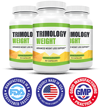 Trimology weight loss supplement bottle with trust seals